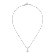 perla pend with cz+8mm pearl 925 38+4cm