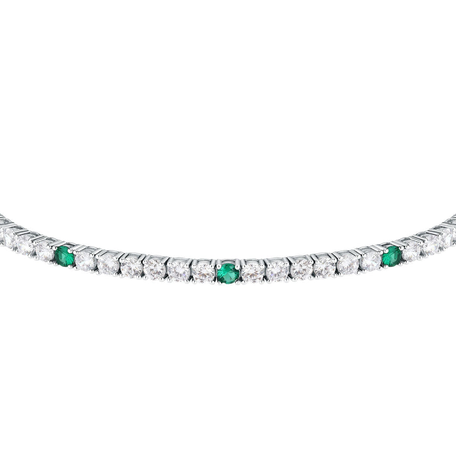 tesori bracelet 925 silver white & emerald solo cz 19cm
