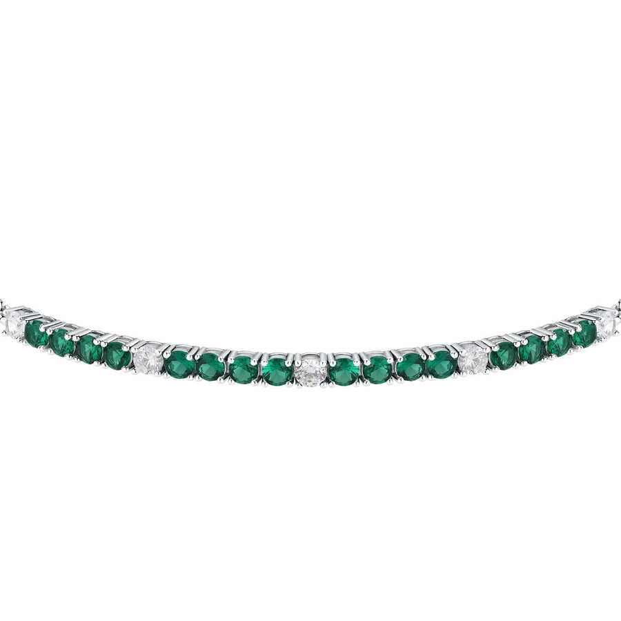 tesori bracelet 925 silver white & quad emerald cz 19cm