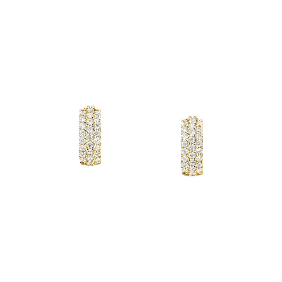tesori huggie earrings 925 silver white cz with 18k gold plating