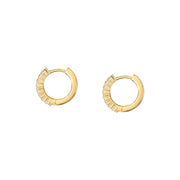 tesori huggie earrings 925 silver white cz with 18k gold plating