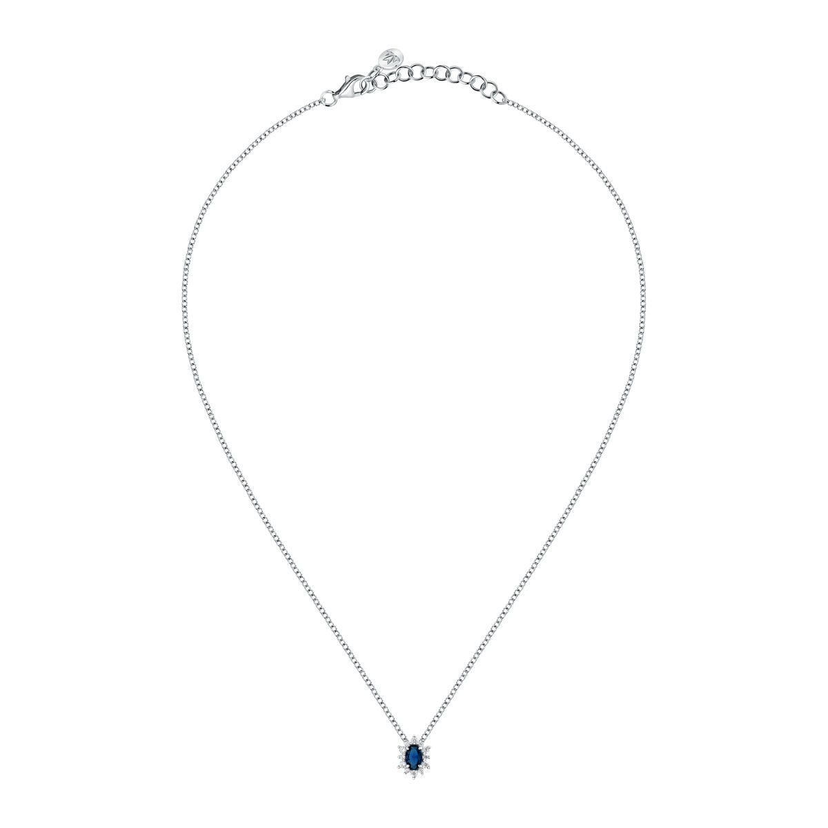 tesori pendant 925 silver white with sapphire central cz 38+4cm