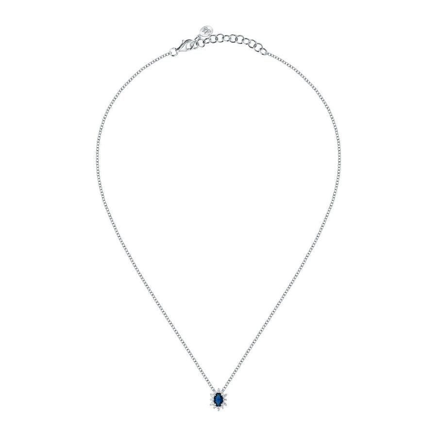 tesori pendant 925 silver white with sapphire central cz 38+4cm