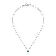 tesori pendant 925 silver white with emerald central cz 38+4cm