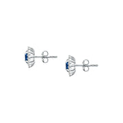 tesori stud earrings 925 silver white with sapphire central cz