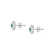 tesori stud earrings 925 silver white with emerald central cz