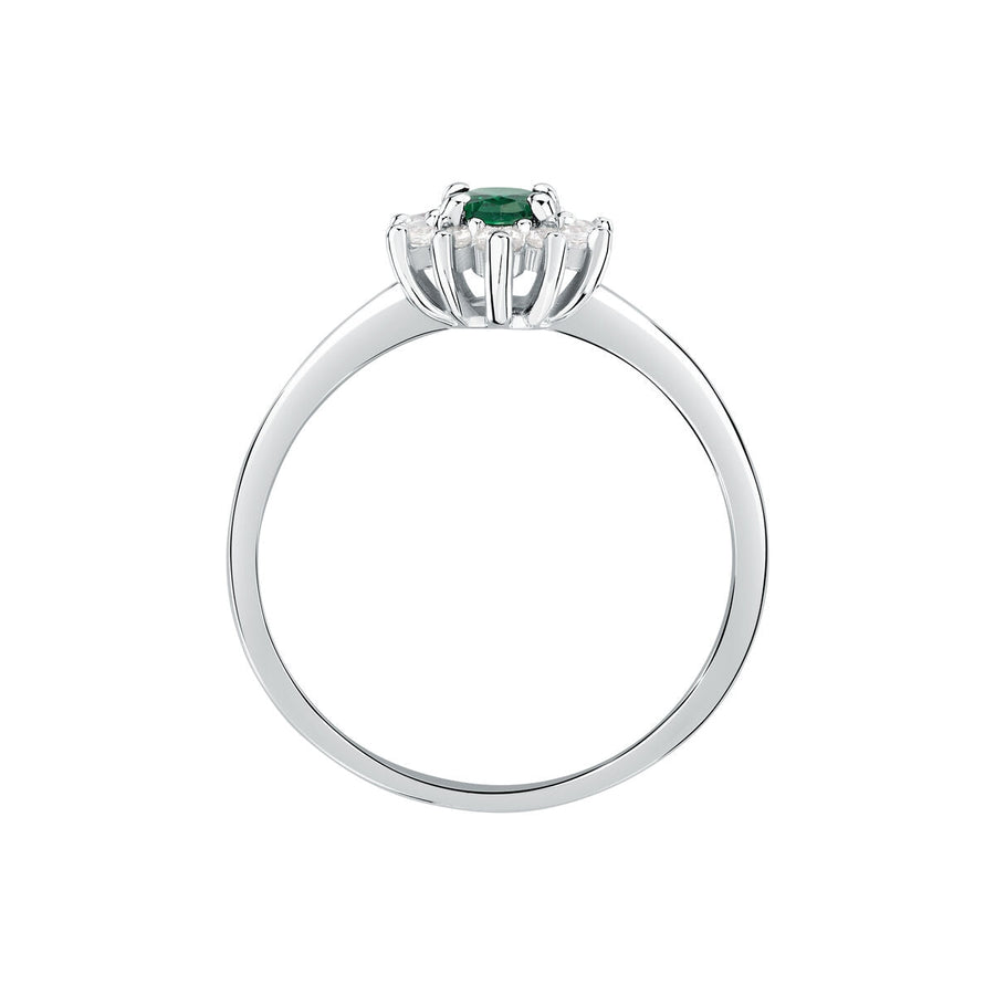 tesori ring 925 silver white with emerald center cz 140n+