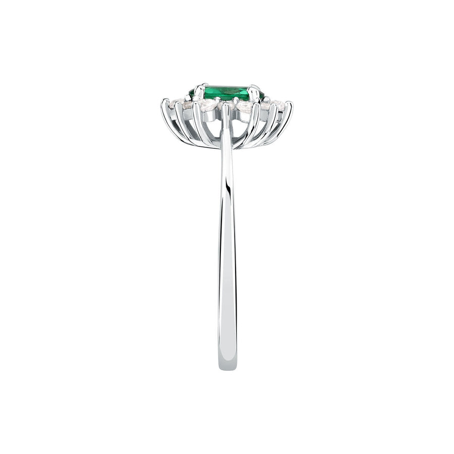 tesori ring 925 silver white with emerald center cz 160p