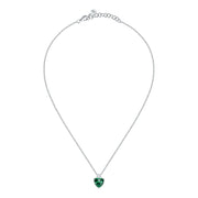 tesori pendant 925 silver large emerald heart cz 38+4cm