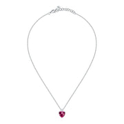 tesori pendant 925 silver large ruby heart cz 38+4cm