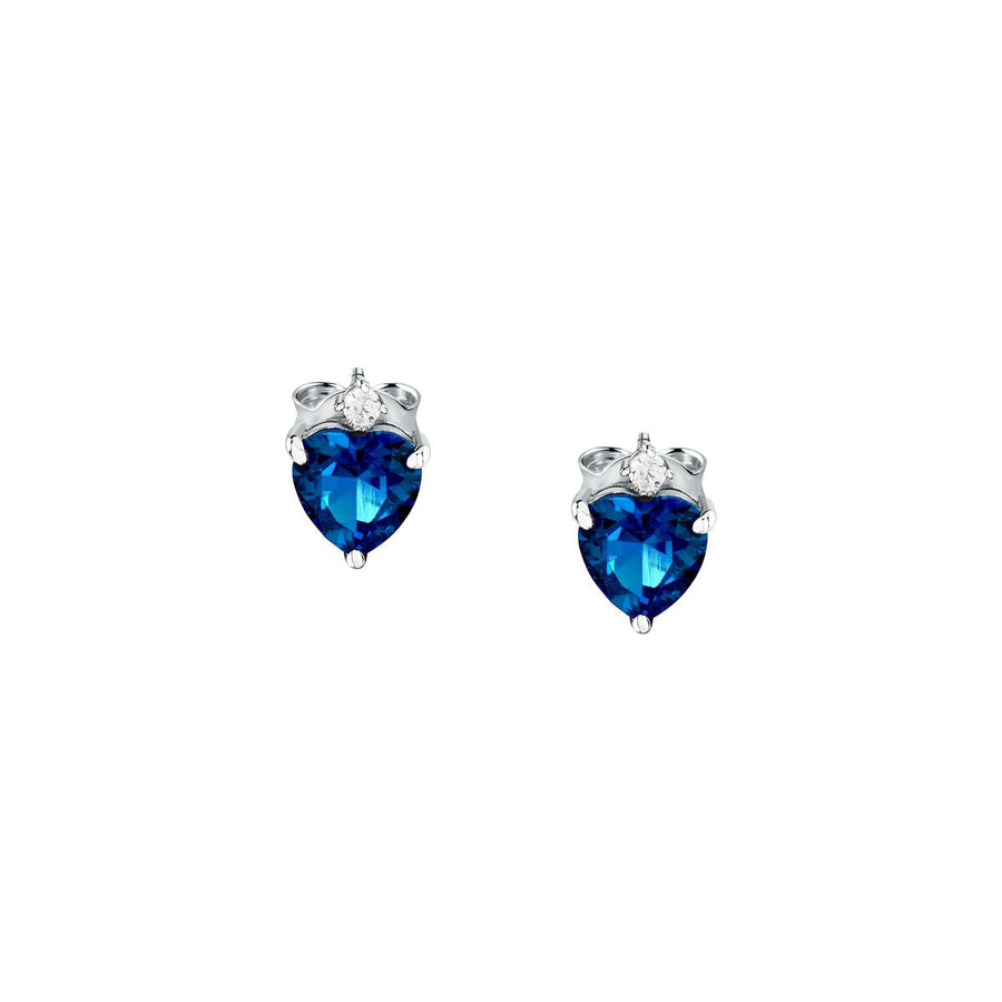 tesori stud earrings 925 silver sapphire heart cz