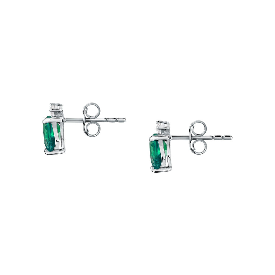 tesori stud earrings 925 silver emerald heart cz