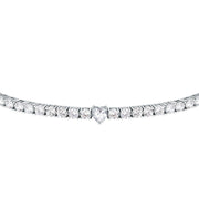 tesori bracelet 925 silver white cz with white heart centre cz 19cm