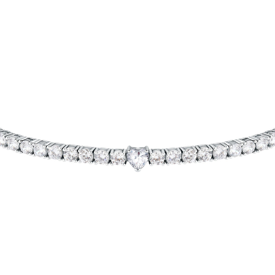 tesori bracelet 925 silver white cz with white heart centre cz 19cm