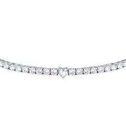 tesori bracelet 925 silver white cz with white heart centre cz 19cm