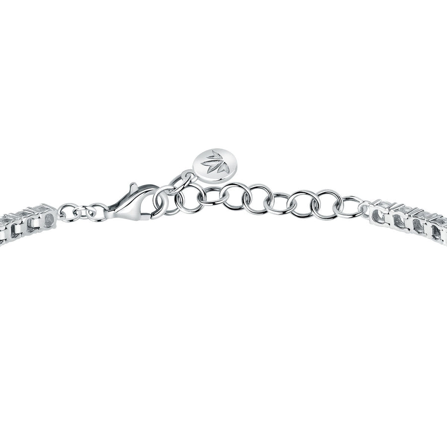 tesori bracelet 925 silver white cz with rubby heart centre cz 19cm