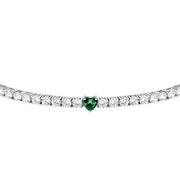 tesori bracelet 925 silver white cz with emerald heart centre cz 19cm