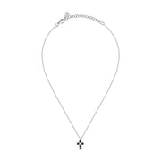 tesori necklace cross silver 925 rh blue+w 38+5cm