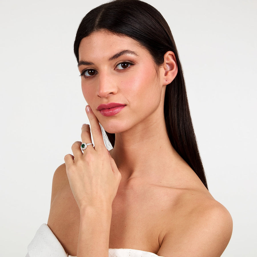 morellato silver tesori ring 925 rh cz green+white sz18