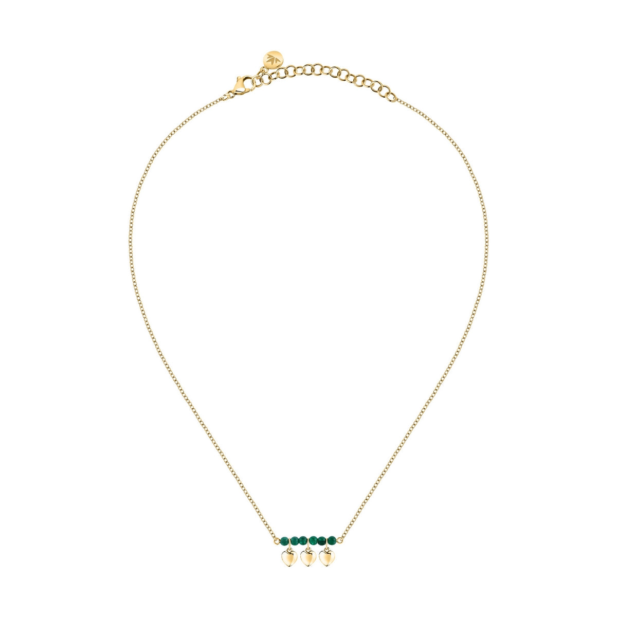 talismani necklace heart steel agat grn yellow gold plated 40+5cm