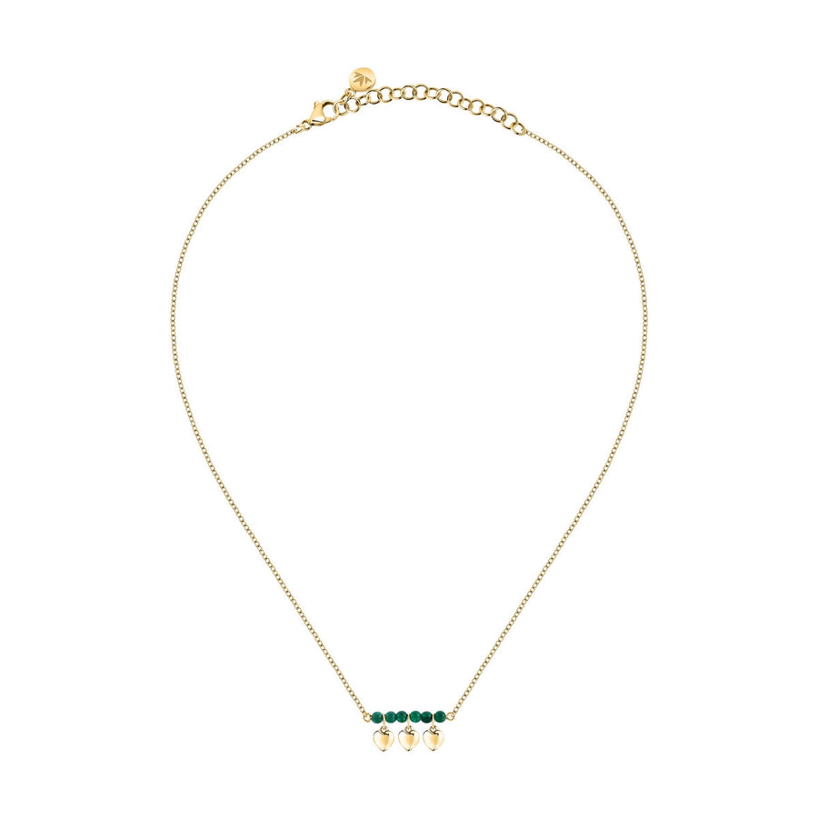 talismani necklace heart steel agat grn yellow gold plated 40+5cm