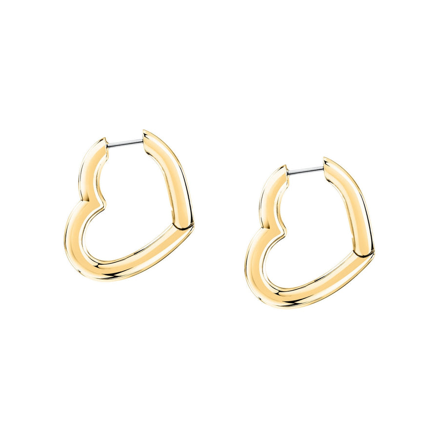 morellato 18k gold plated creole earring heart stainless steel yg 2.65cm