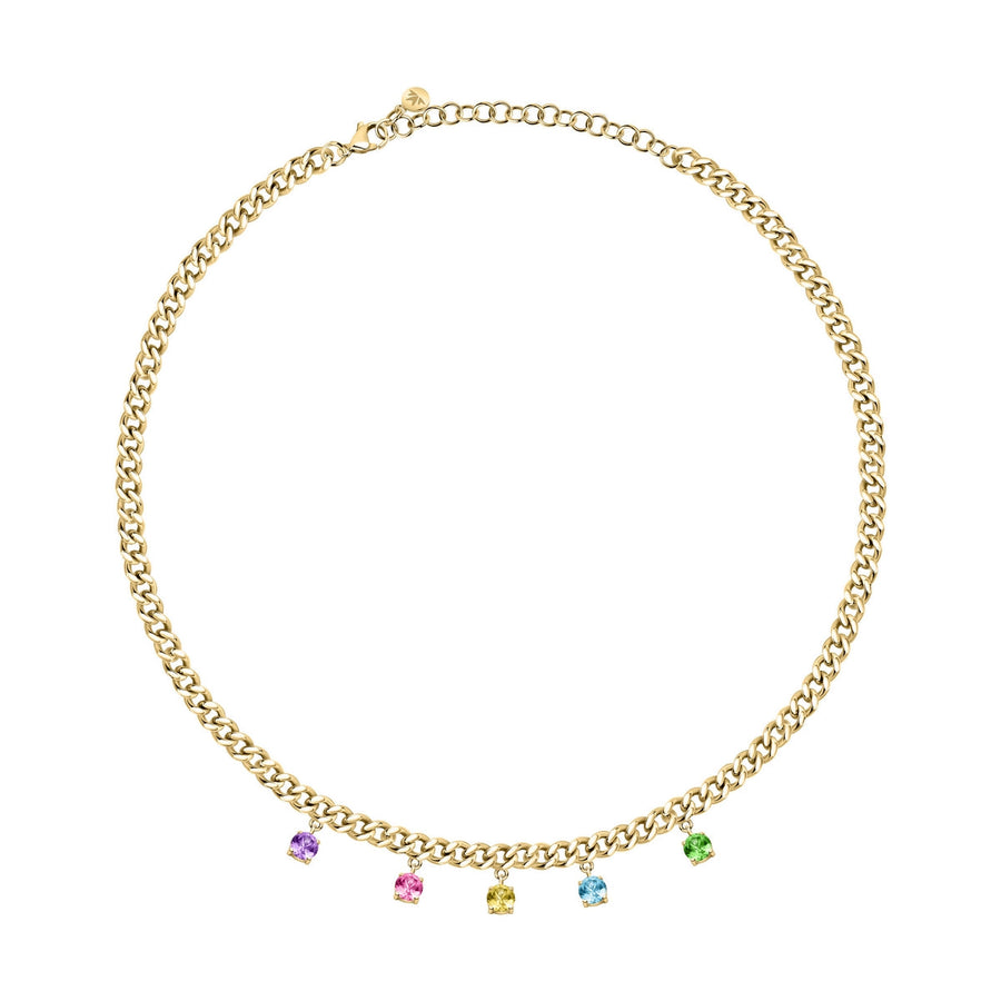 morellato 18k gold plated poetica necklace +colorful crystals 38+7cm