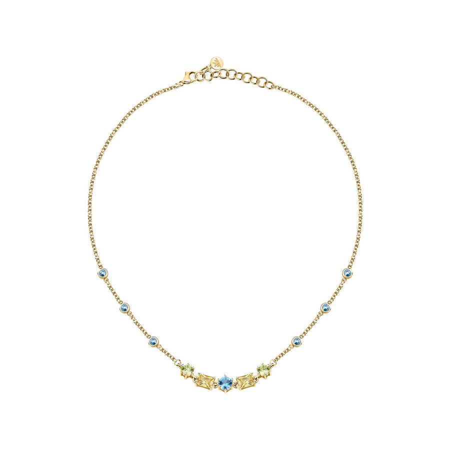 morellato 18k gold plated colori necklace 5 cz+6 crystals  38+7cm