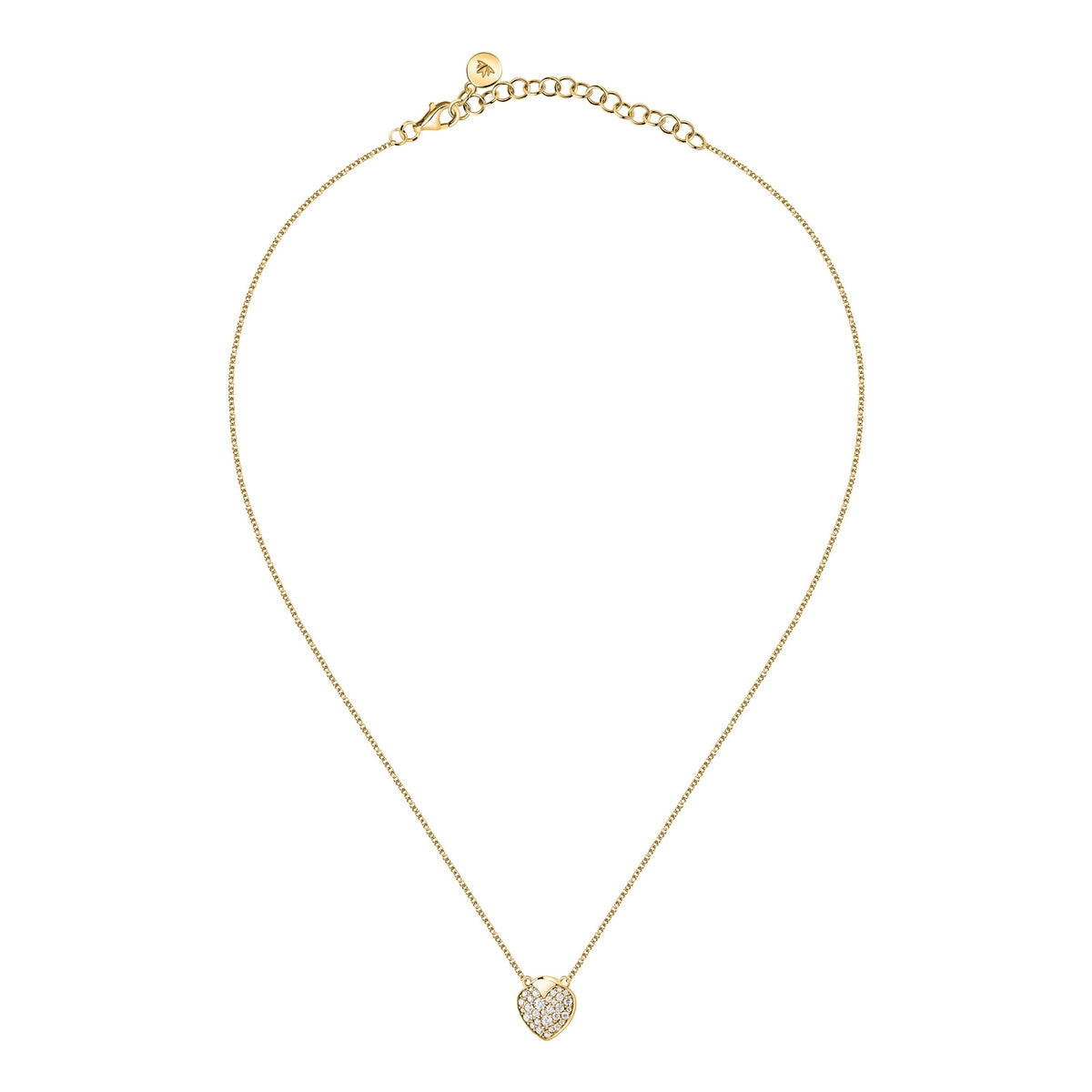 morellato 18k gold plated istanti  necklace pave heart crys 40+5cm