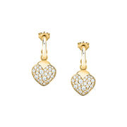 morellato 18k gold plated istanti  hoop earrings pave heart crystal