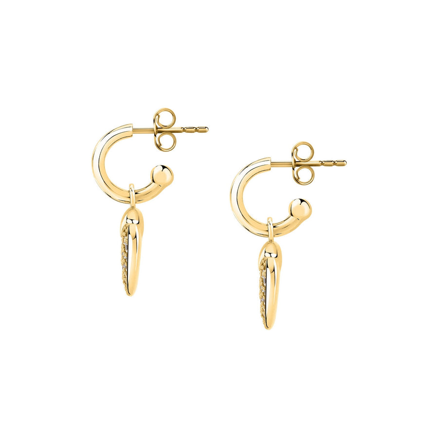 morellato 18k gold plated istanti  hoop earrings pave heart crystal