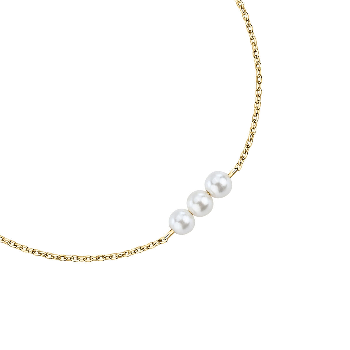 perla bracelet 925 silver 3 pearl on 18k yellow gold plated chain 19cm