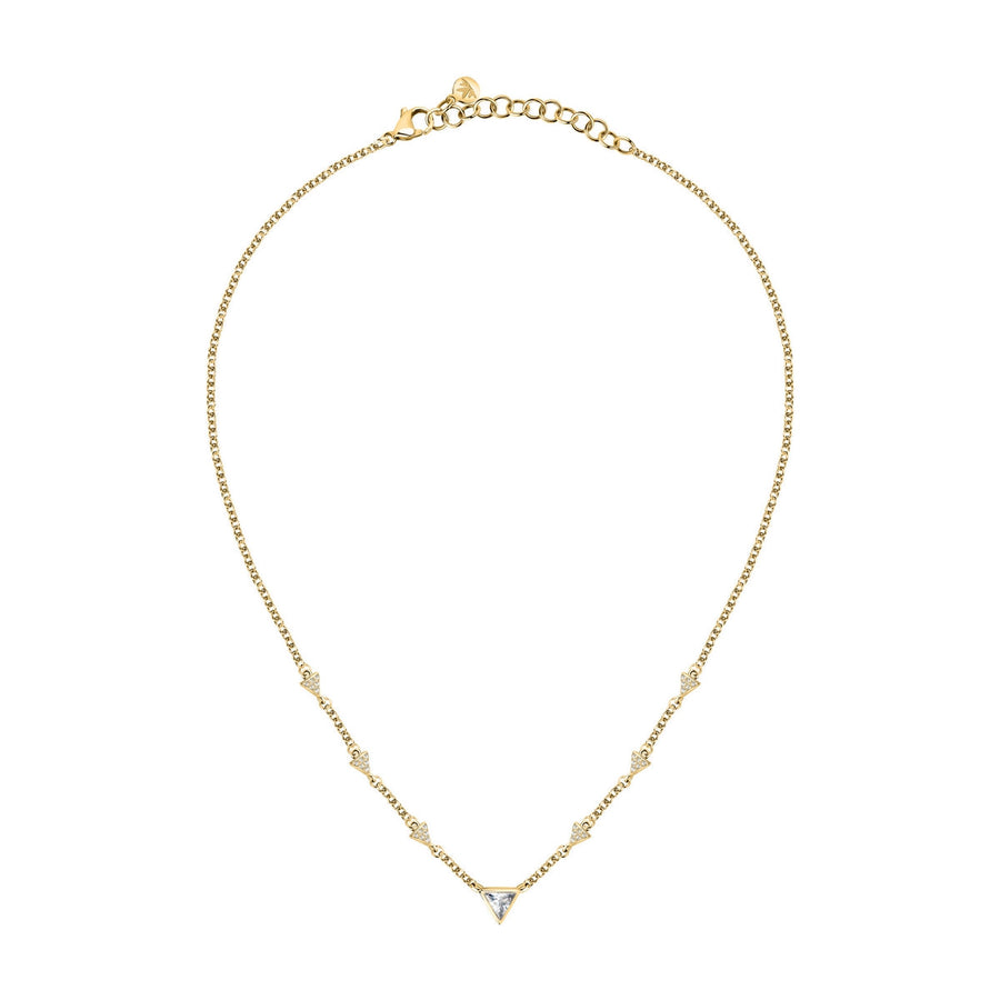 morellato 18k gold plated trilliant necklace  with cz & crystals 40+5cm