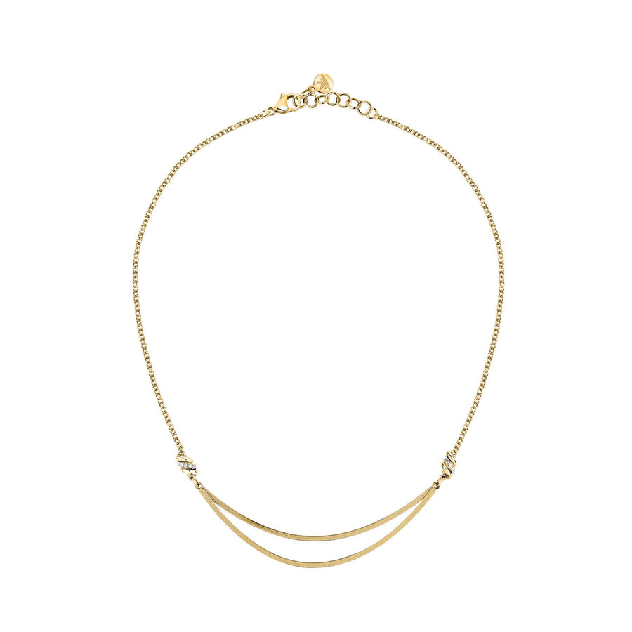 morellato 18k gold plated torchon necklace  with crystals  40+2cm