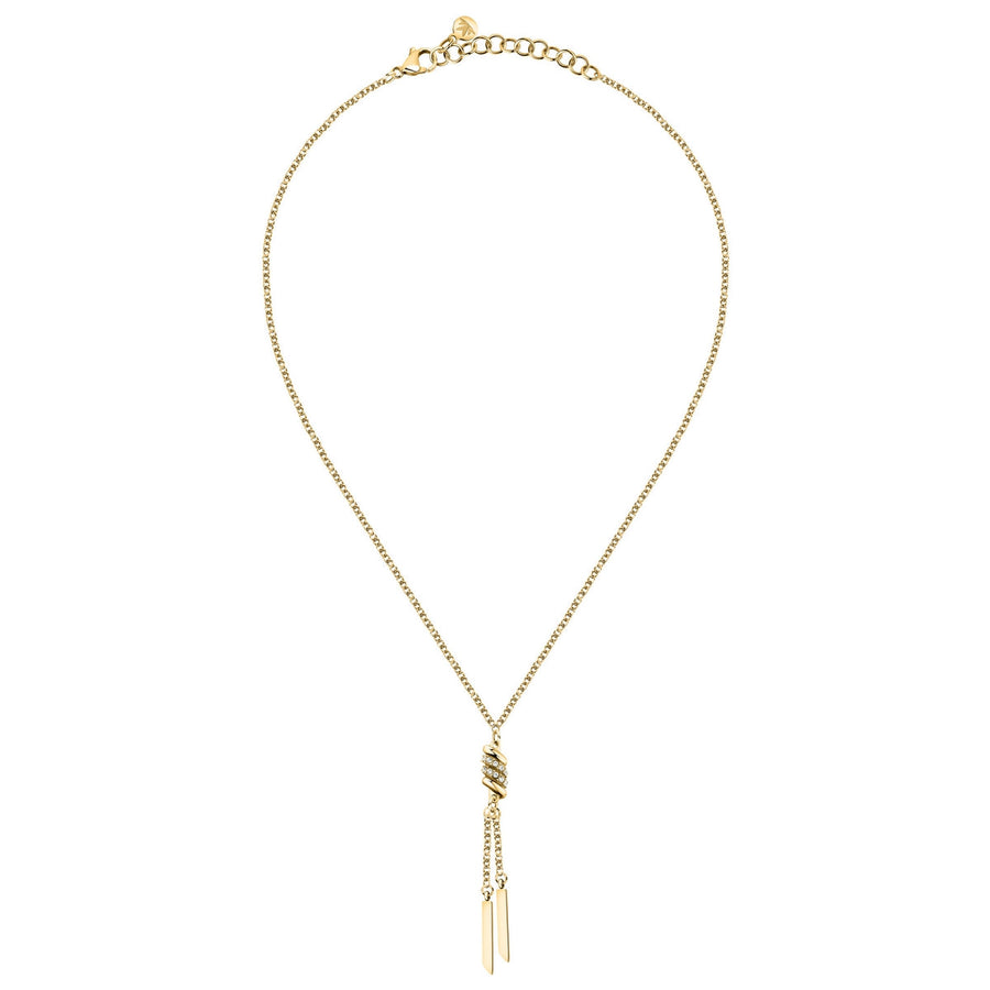 morellato 18k gold plated torchon pendant  with crystals  38+4cm