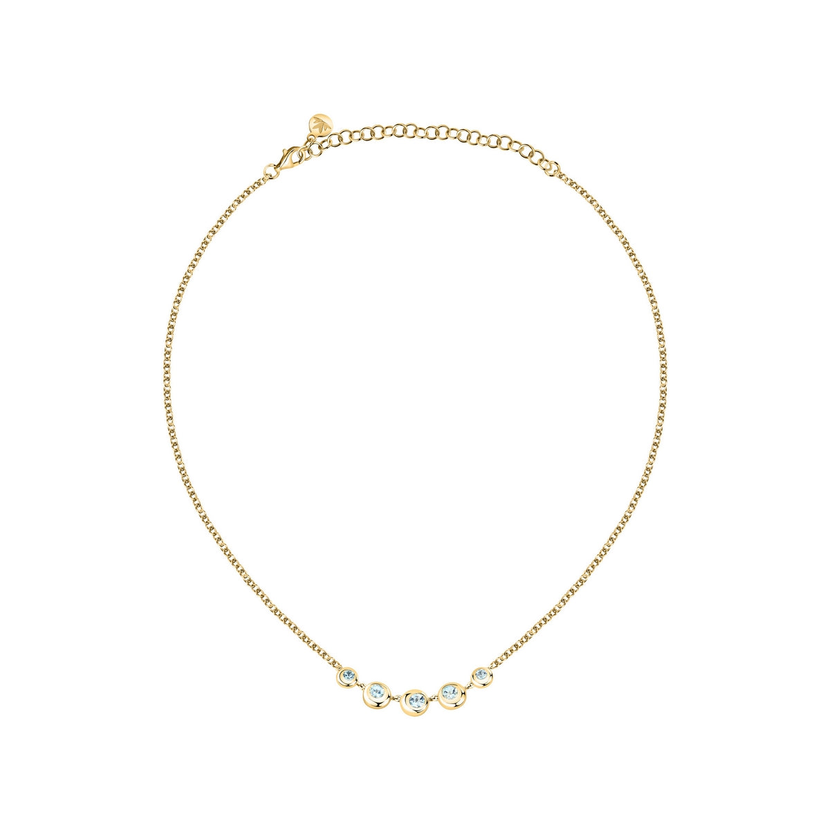 semipreziose necklace silver 925 yellow gold plated 38+7cm top blue