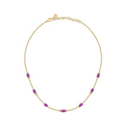 morellato 18k gold plated colori summer  necklace lila bead 40+5cm