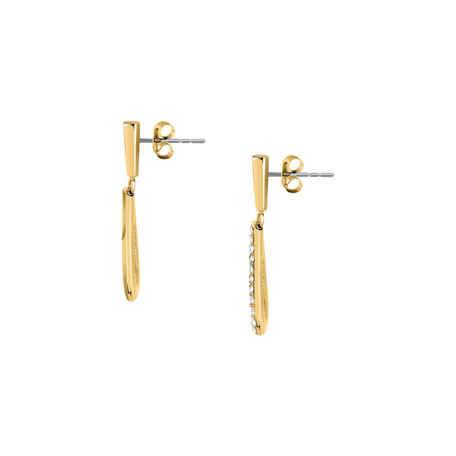 morellato 18k gold plated design earring stainless steel yg crystal 30x9mm