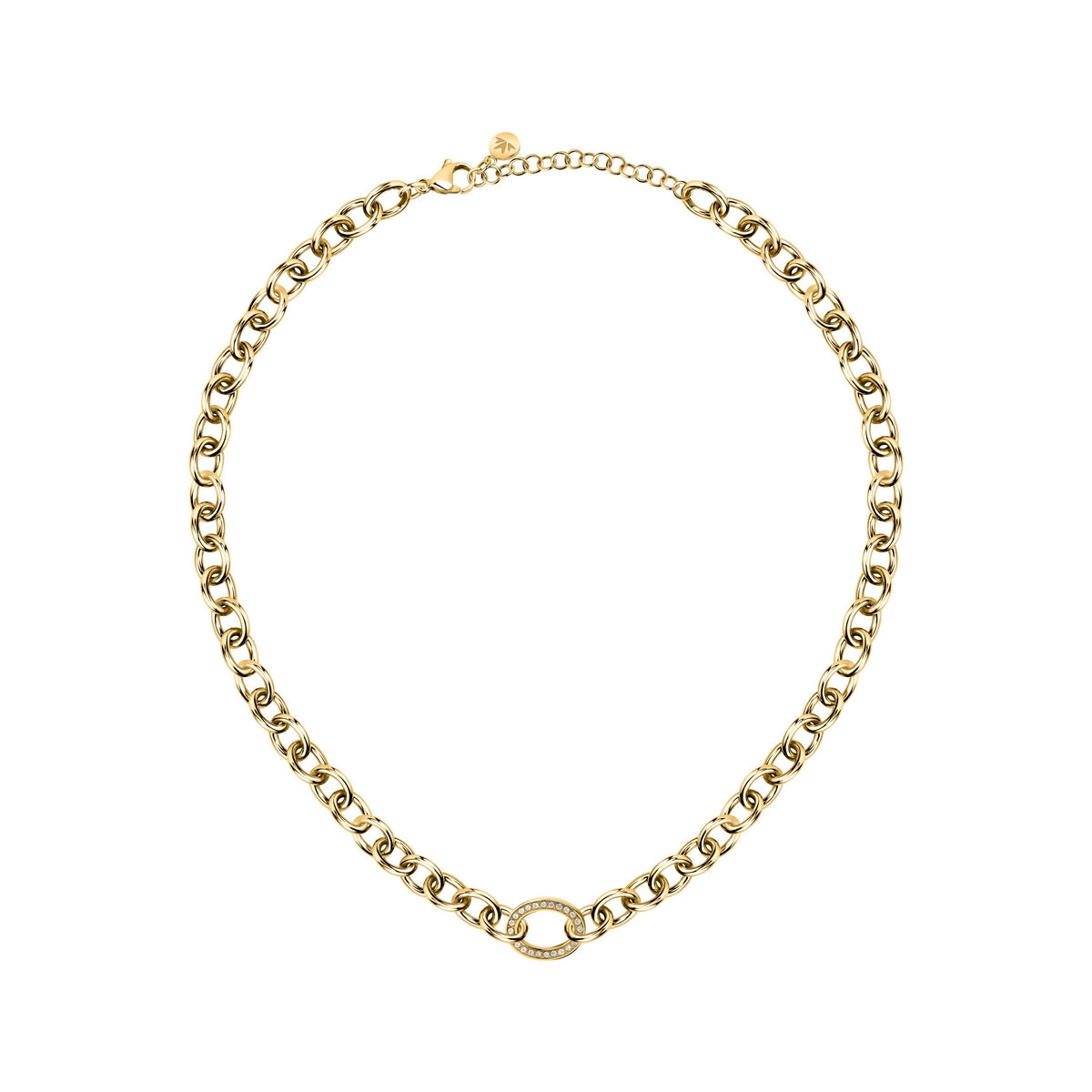 morellato 18k gold plated intrecci necklace stainless steel yg crystal 40+5cm