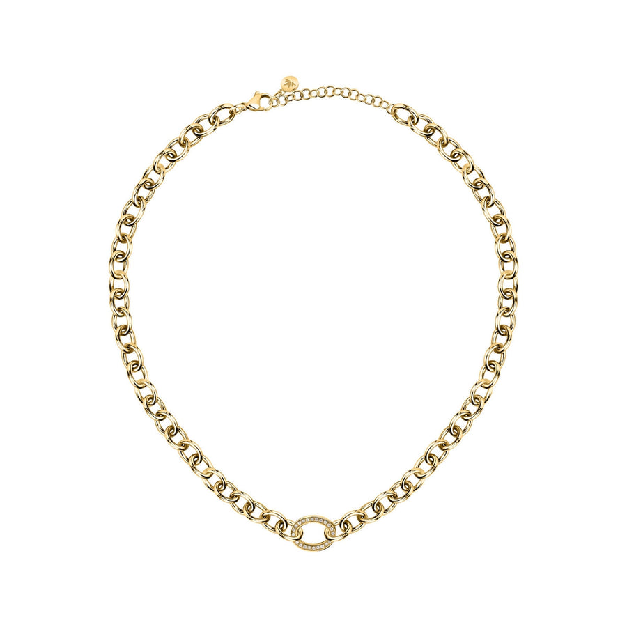 morellato 18k gold plated intrecci necklace stainless steel yg crystal 40+5cm