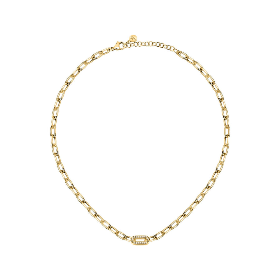 morellato 18k gold plated intrecci necklace stainless steel yg crystal 40+5cm