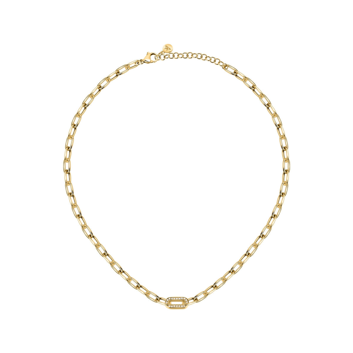 morellato 18k gold plated intrecci necklace stainless steel yg crystal 40+5cm