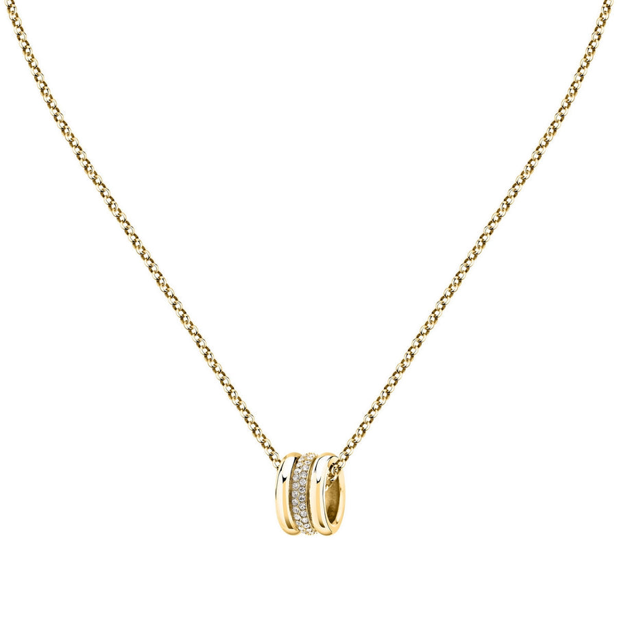 morellato 18k gold plated vintage bold necklace stainless steel gold plated crystal 40+5cm