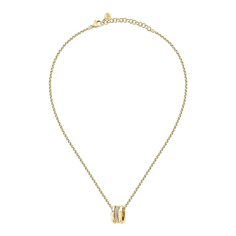 morellato 18k gold plated vintage bold necklace stainless steel gold plated crystal 40+5cm