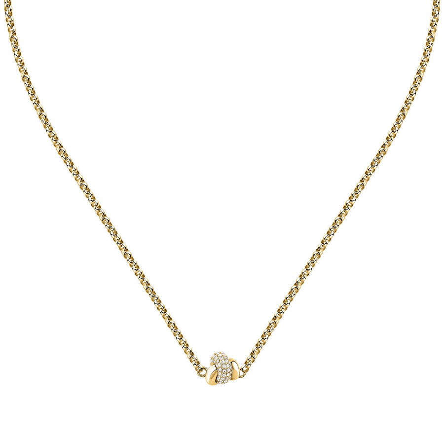 morellato 18k gold plated legame neckl ss yg crystal white 40+5cm