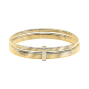 morellato 18k gold plated onda bangle ss yg cryst size s �5.5cm
