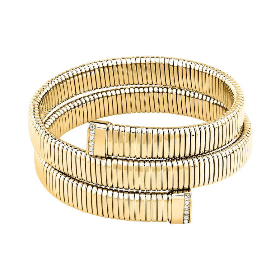 morellato 18k gold plated onda bangle stainless steel gold plated crystal size m 6x5cm