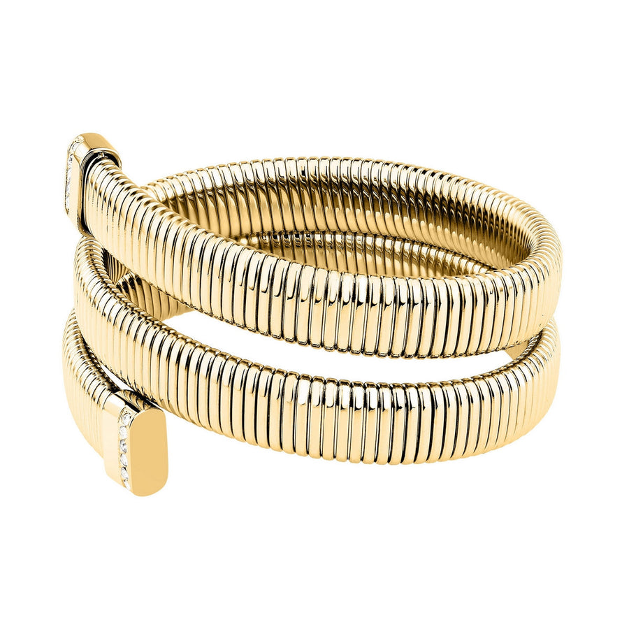 morellato 18k gold plated onda bangle stainless steel gold plated crystal size m 6x5cm