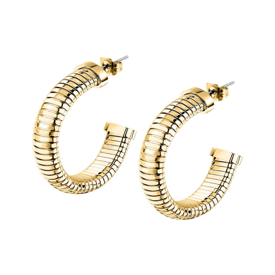 morellato 18k gold plated onda earrings stainless steel hoop gold plated �3.1cm