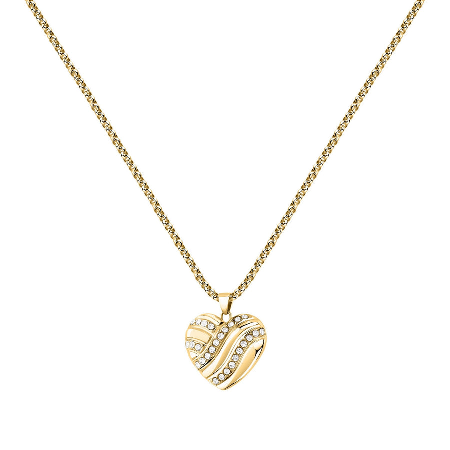 morellato 18k gold plated battito neckl ss yg heart crystal 40+5cm